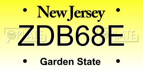 ZDB68E New Jersey License Plate