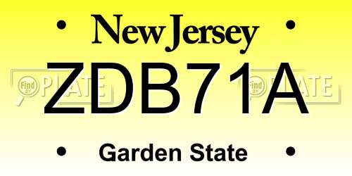 ZDB71A New Jersey License Plate