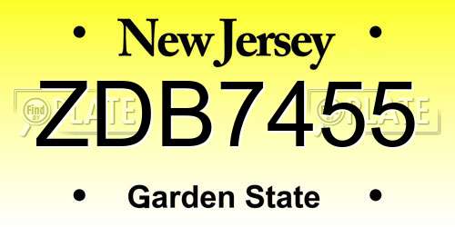 ZDB7455 New Jersey License Plate