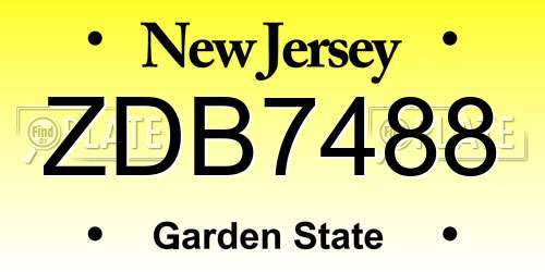 ZDB7488 New Jersey License Plate