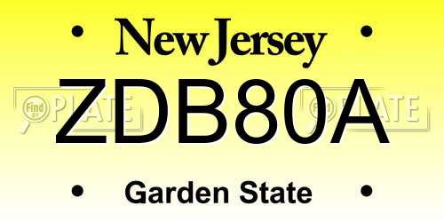 ZDB80A New Jersey License Plate
