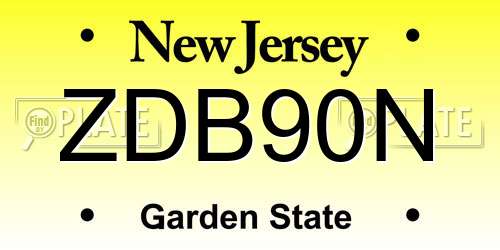 ZDB90N New Jersey License Plate