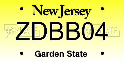 ZDBB04 New Jersey License Plate