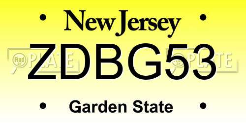 ZDBG53 New Jersey License Plate