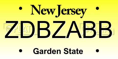 ZDBZABB New Jersey License Plate