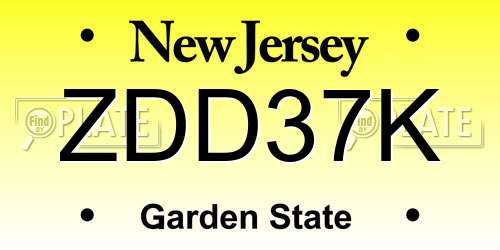 ZDD37K New Jersey License Plate