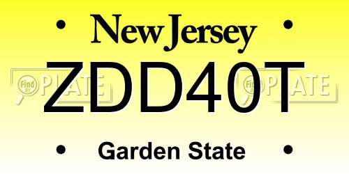 ZDD40T New Jersey License Plate