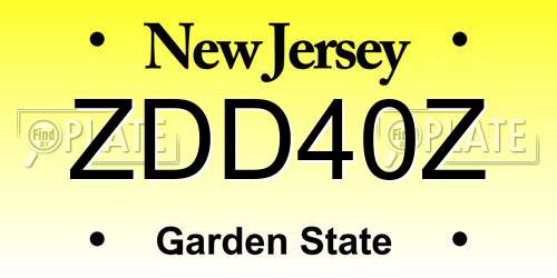 ZDD40Z New Jersey License Plate