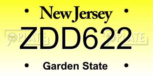 ZDD622 New Jersey License Plate