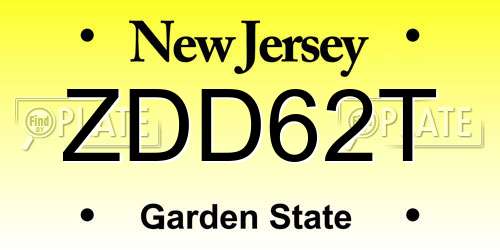 ZDD62T New Jersey License Plate