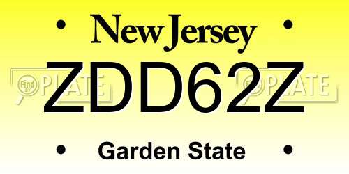 ZDD62Z New Jersey License Plate