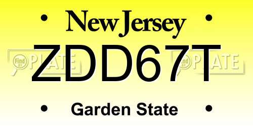 ZDD67T New Jersey License Plate
