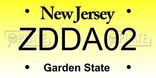 ZDDA02 New Jersey License Plate