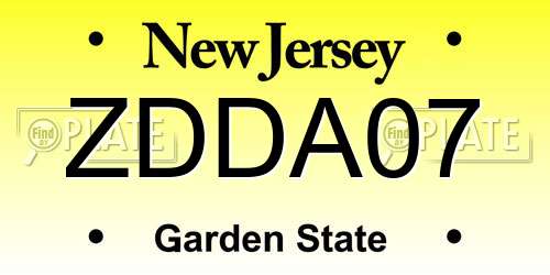 ZDDA07 New Jersey License Plate