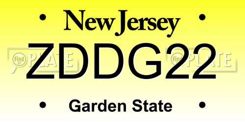 ZDDG22 New Jersey License Plate