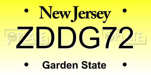 ZDDG72 New Jersey License Plate