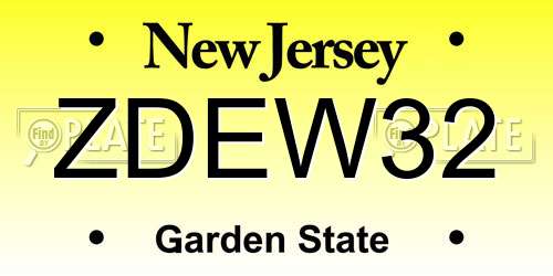 ZDEW32 New Jersey License Plate