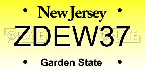 ZDEW37 New Jersey License Plate
