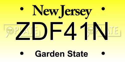 ZDF41N New Jersey License Plate