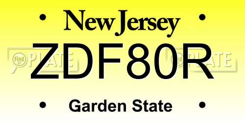 ZDF80R New Jersey License Plate