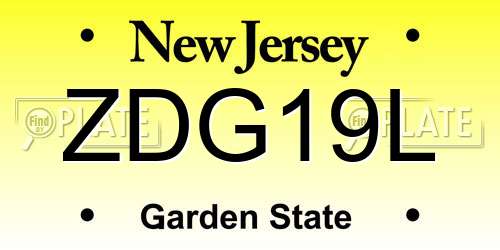 ZDG19L New Jersey License Plate