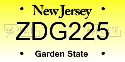 ZDG225 New Jersey License Plate