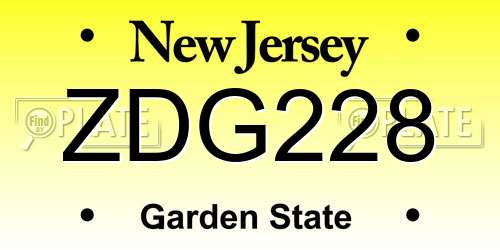 ZDG228 New Jersey License Plate