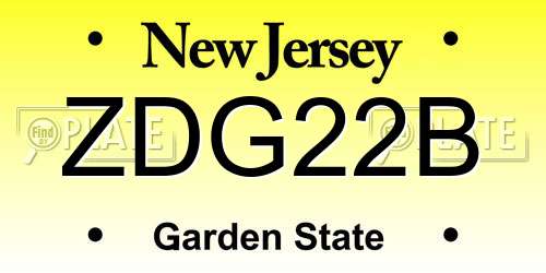 ZDG22B New Jersey License Plate