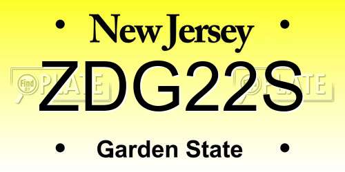 ZDG22S New Jersey License Plate