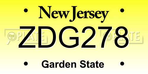 ZDG278 New Jersey License Plate
