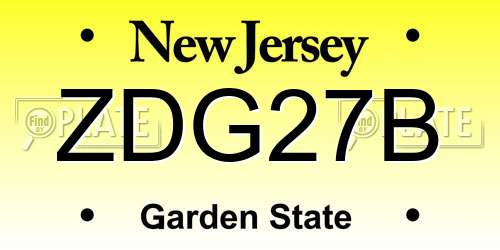 ZDG27B New Jersey License Plate