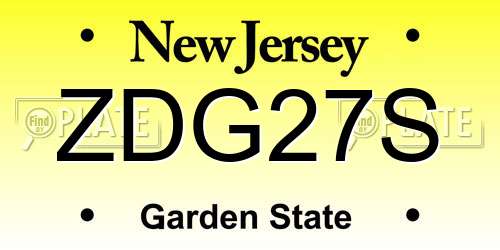 ZDG27S New Jersey License Plate