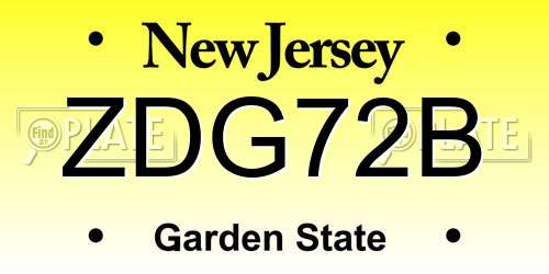 ZDG72B New Jersey License Plate