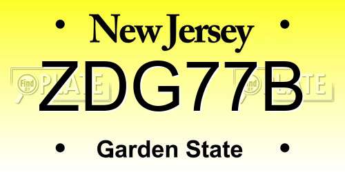 ZDG77B New Jersey License Plate