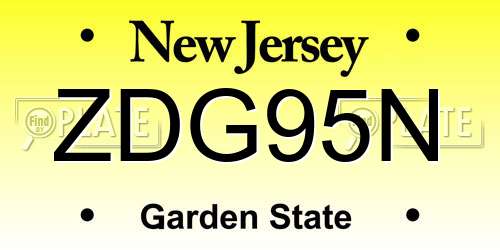 ZDG95N New Jersey License Plate