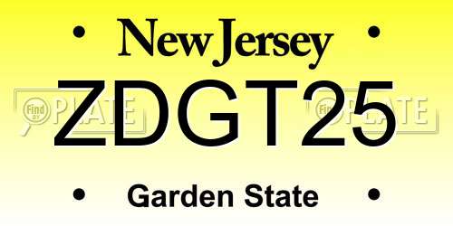 ZDGT25 New Jersey License Plate