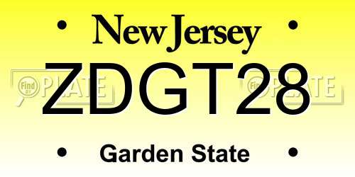 ZDGT28 New Jersey License Plate