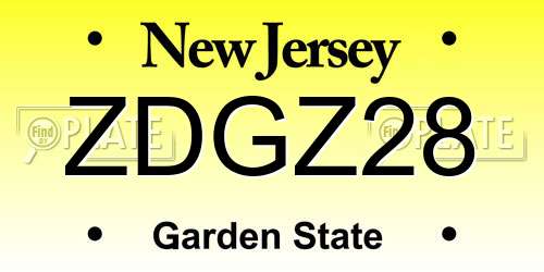 ZDGZ28 New Jersey License Plate