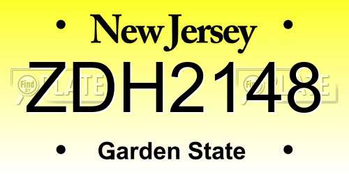 ZDH2148 New Jersey License Plate