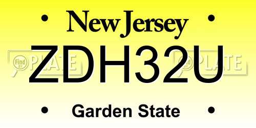 ZDH32U New Jersey License Plate