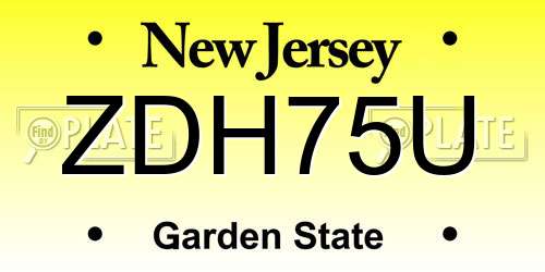 ZDH75U New Jersey License Plate
