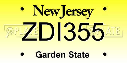 ZDI355 New Jersey License Plate