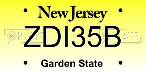 ZDI35B New Jersey License Plate