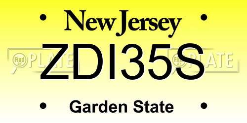 ZDI35S New Jersey License Plate