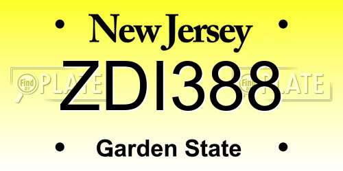 ZDI388 New Jersey License Plate