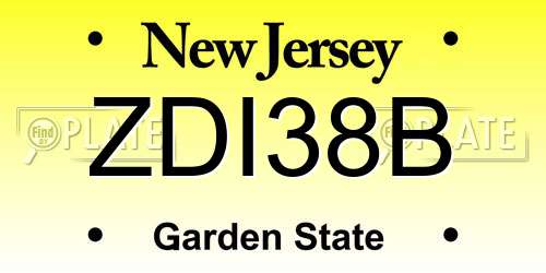 ZDI38B New Jersey License Plate