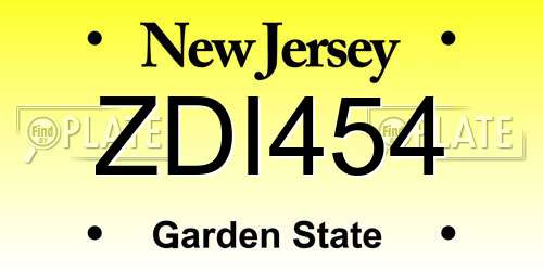 ZDI454 New Jersey License Plate