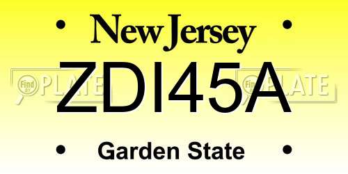 ZDI45A New Jersey License Plate