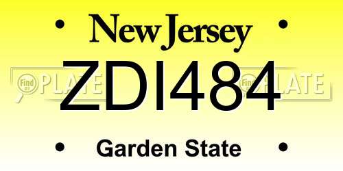 ZDI484 New Jersey License Plate