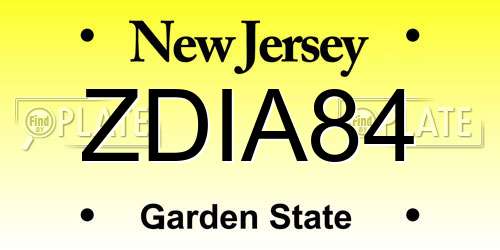 ZDIA84 New Jersey License Plate
